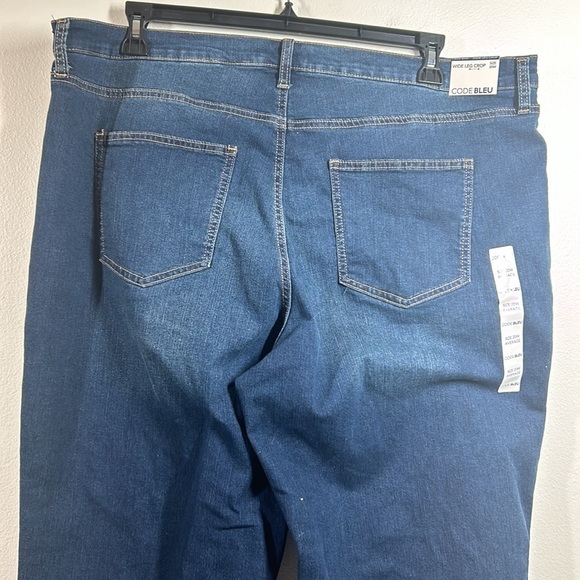 Code Bleu Wide Leg Crop Jeans Stretch NWT Size 20W Dark Wash Raw Hem - Picture 7 of 14